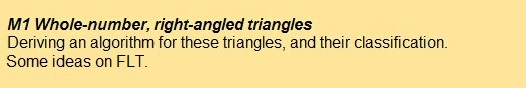 M1 Whole-number, right-angled triangles