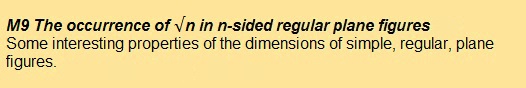 M9 The occurrence of root n in n-sided regular plane figures